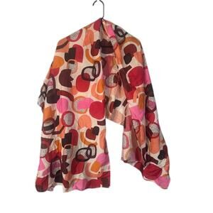 Karla Cola Pink Red Multi Abstract Spot of Fun Pinks Cotton Silk Blend Scarf